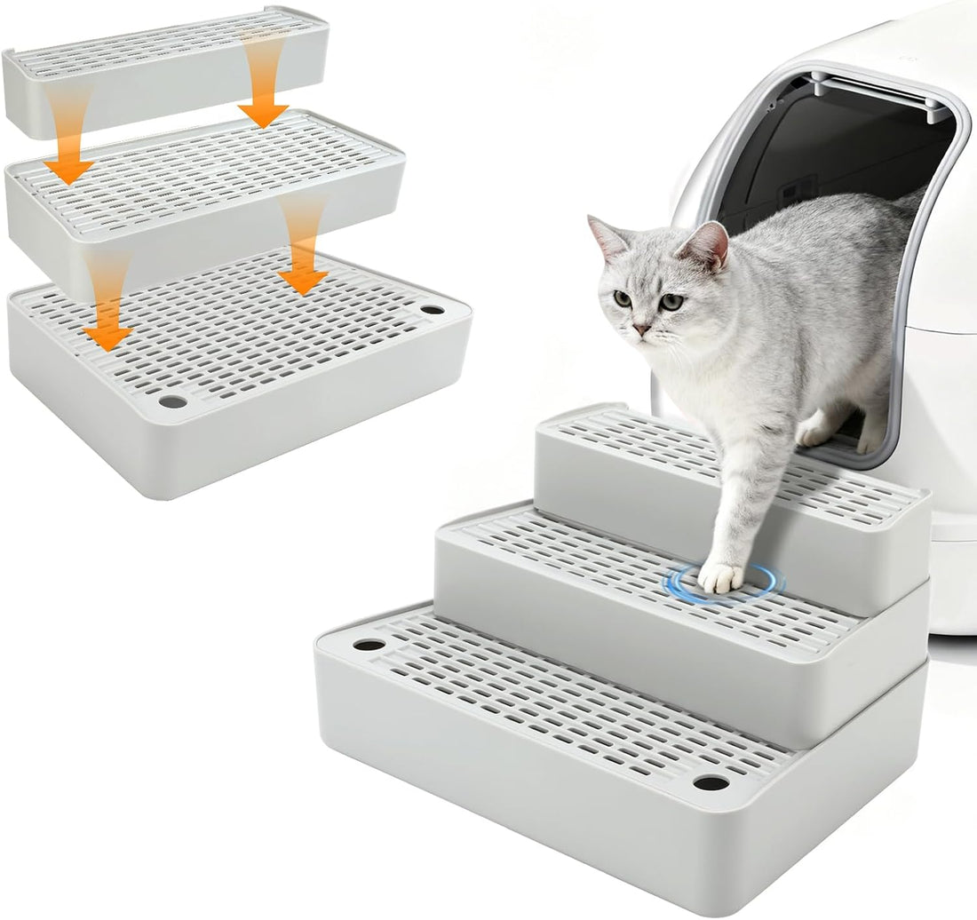 Adjustable 3-Step Cat Ramp for Litter Box, Litter Trapper