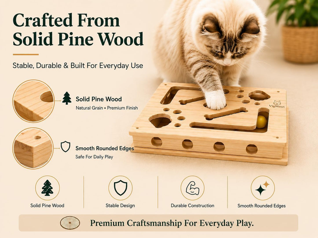 Cat Nail File Scratcher, Pine Wood Nail File Box, Cat Puzzle