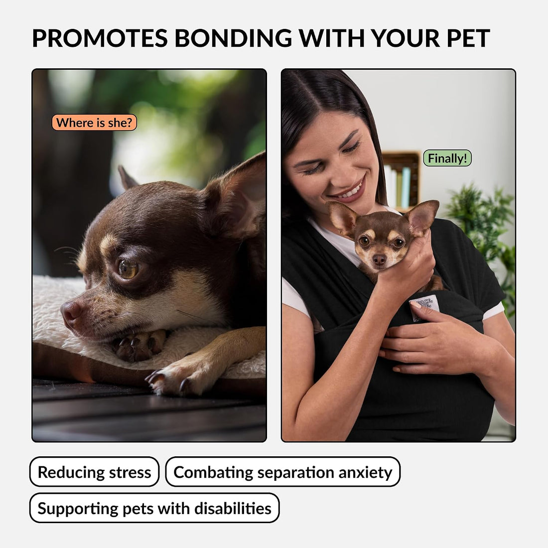 Cat Sling Carrier, Anti-Anxiety, Senior Pet Pouch