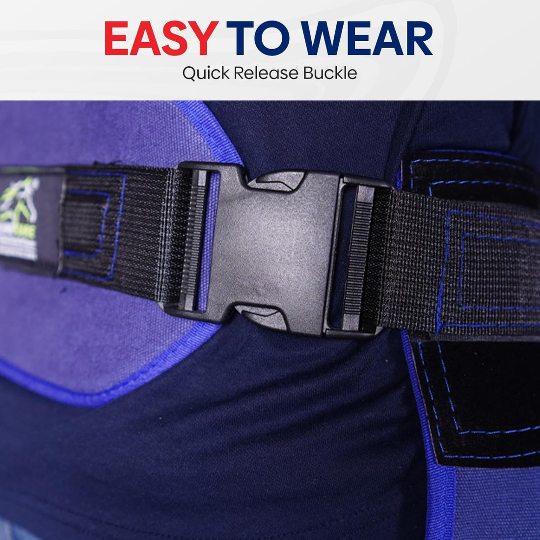 Equine Care Blue Farrier Apron Chaps, Leather & Canvas, Back Support