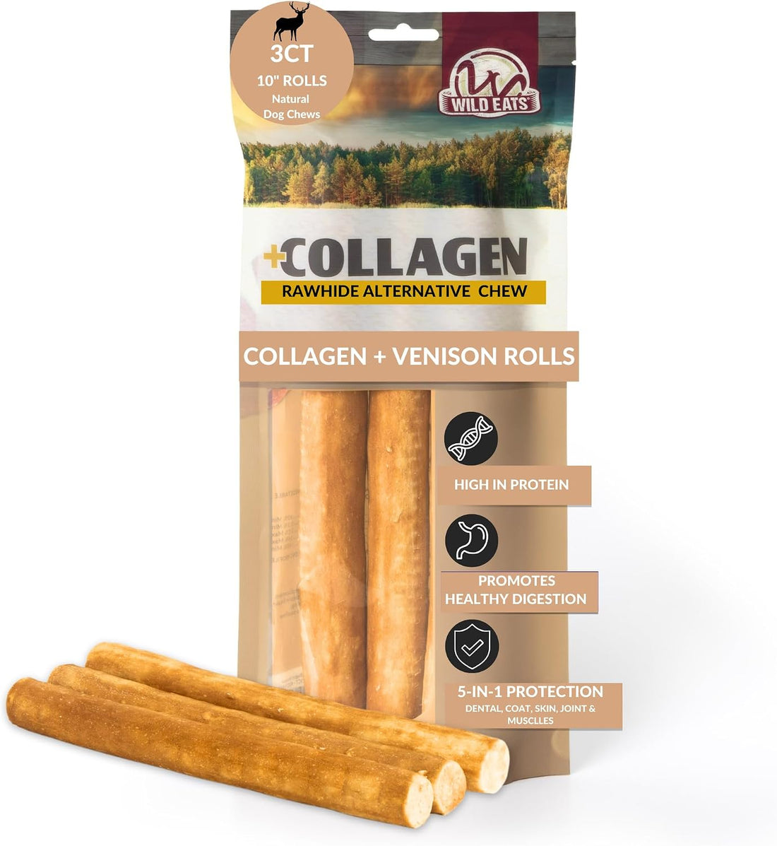 Wild Eats Real Duck Collagen Retriever Bully Sticks for Dogs