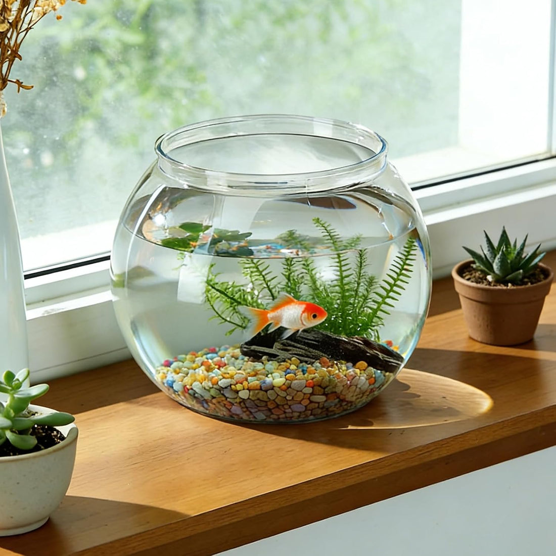 Plastic Goldfish Fish Bowl Drum Clear Aquarium Starter Kits