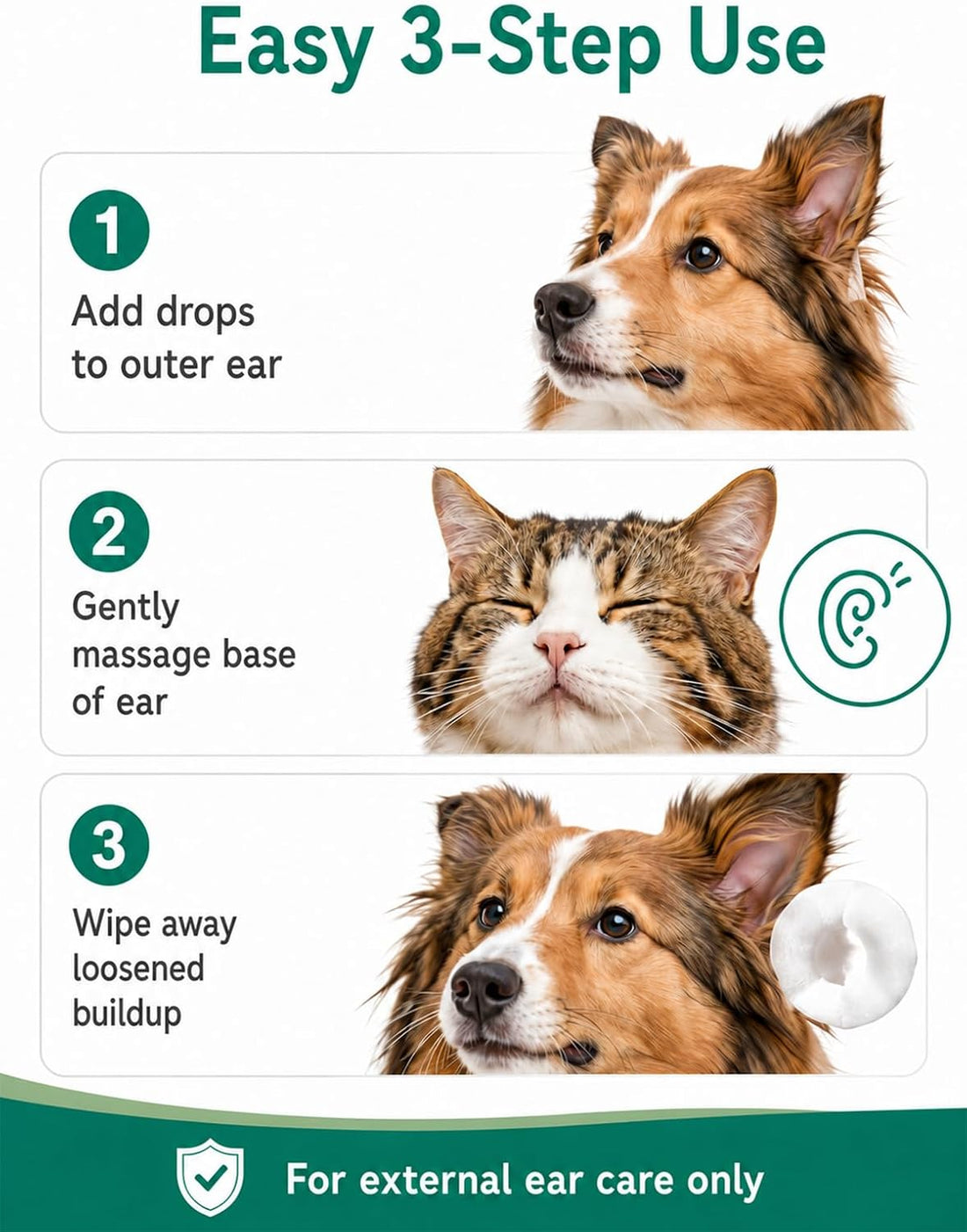 Gentle Ear Cleaning Solution for Dogs & Cats | Itchy Ear Relief
