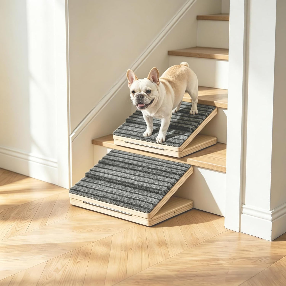Dog Stairs Ramp for Small & Medium Dogs 1 Pack,Wooden Non-Slip Pet