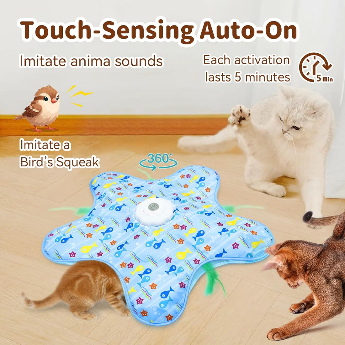Interactive Touch Activated Hide and Seek Cat Toys for Indoor Cats