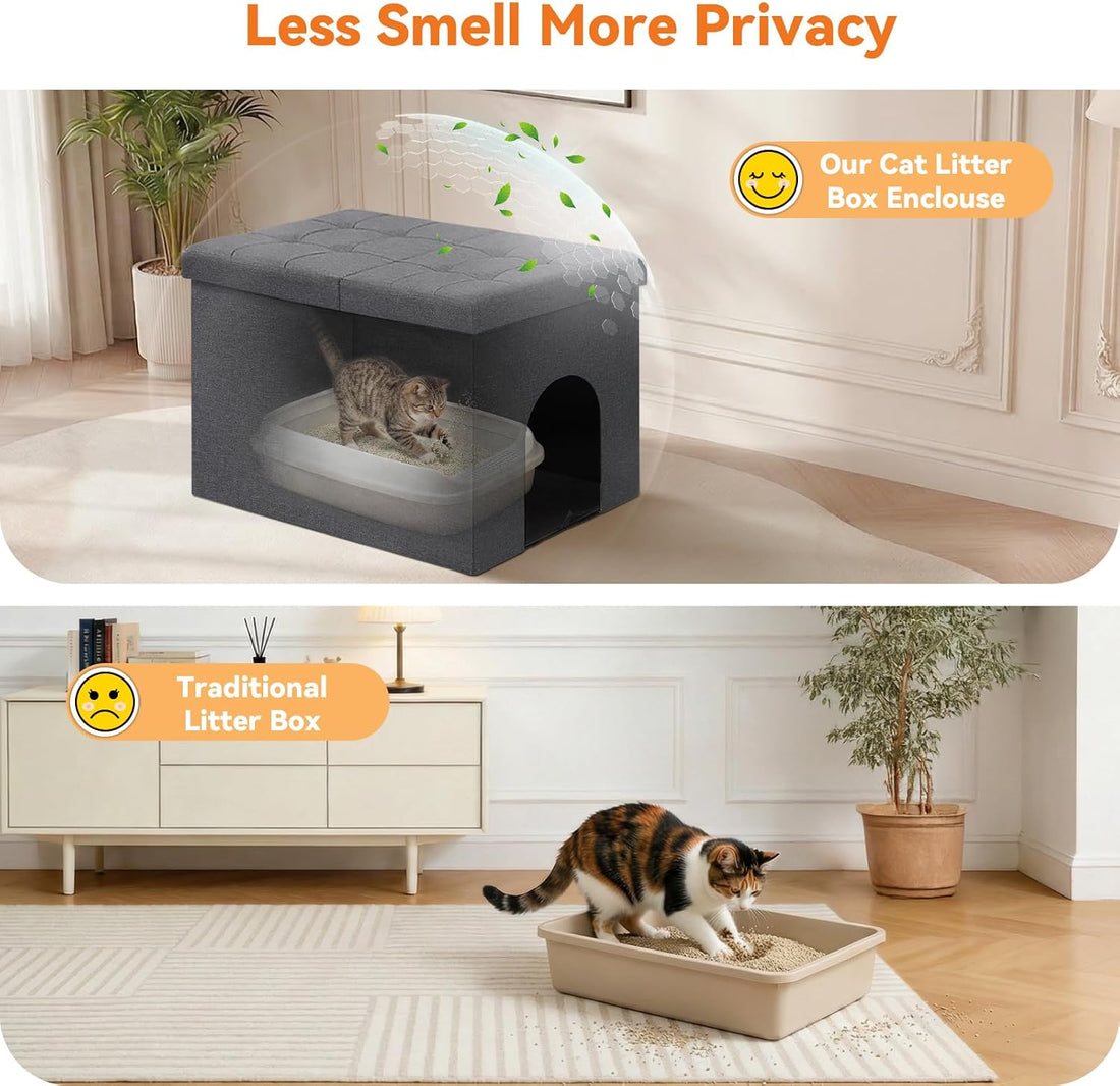 Zerbuger Cat Litter Box Enclosure Furniture for Odor Control,Hidden