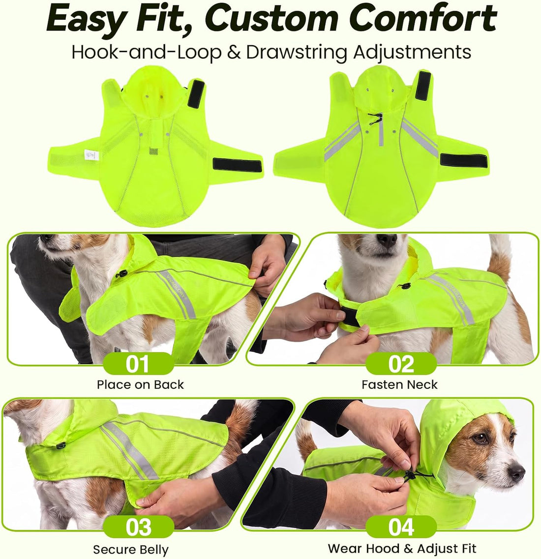 VIVAGLORY Dog Raincoat Wetoff Dog Rain Coat, S