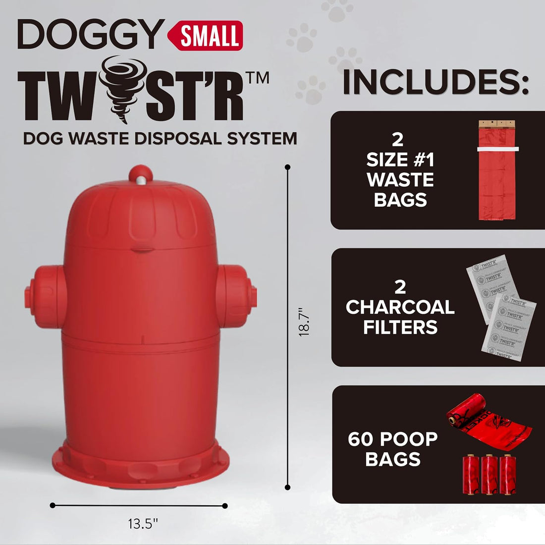 Red Rocket Doggy Twist'R Small Waste Disposal System