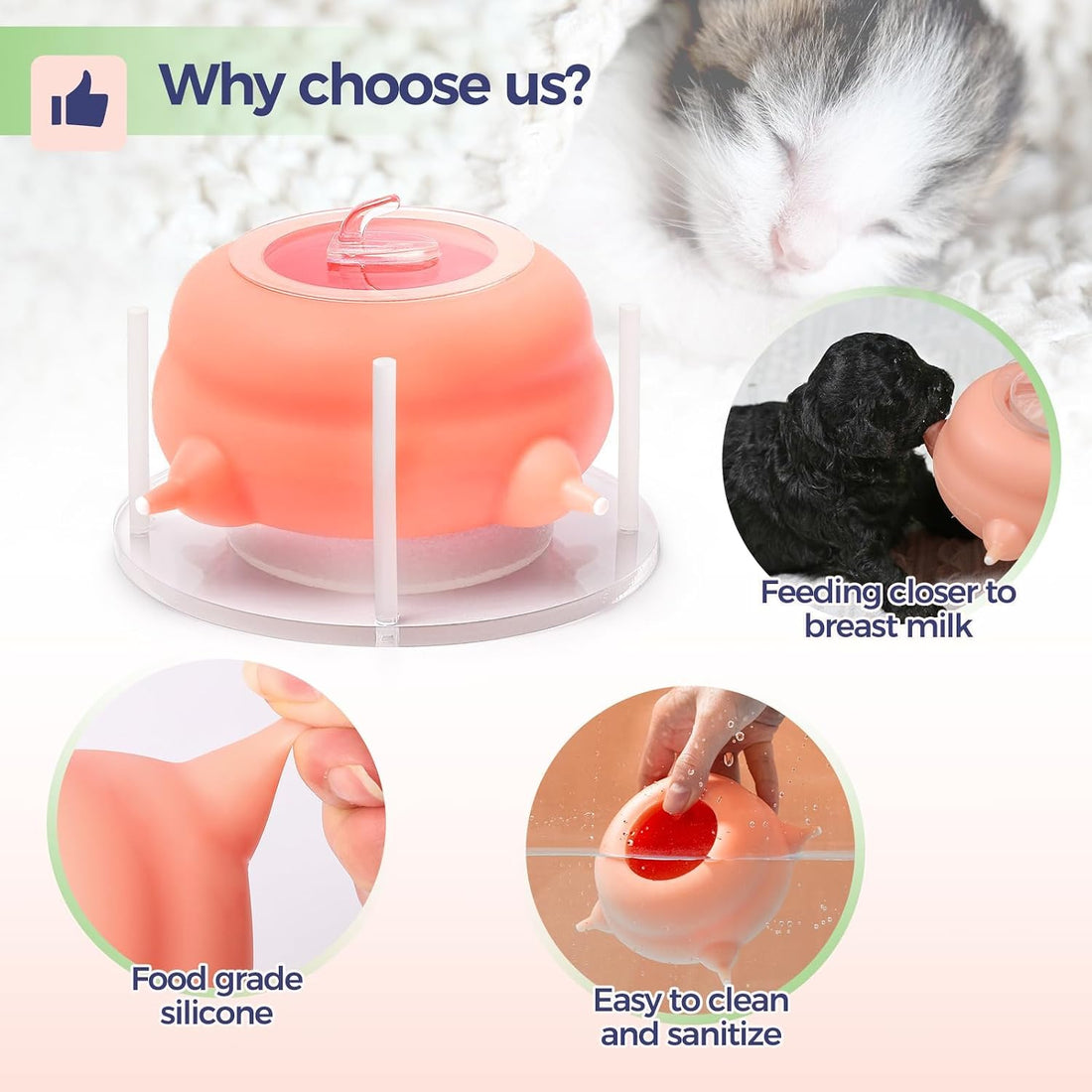 200ml Silicone Multi-Pet Milk Feeder with 4 Nipples