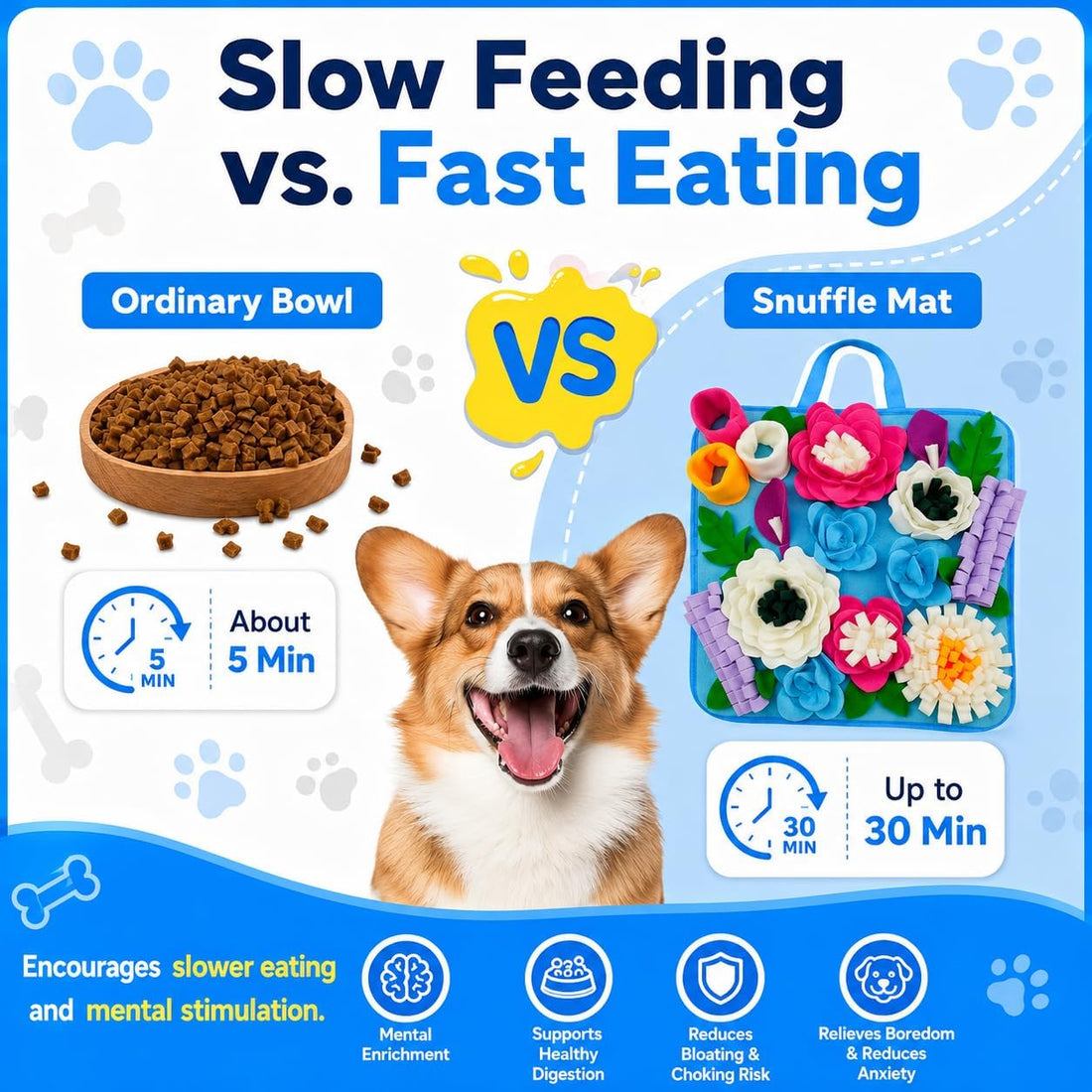 Tesitehi Snuffle Mat for Dogs Sniffing Feeding Mat for Small