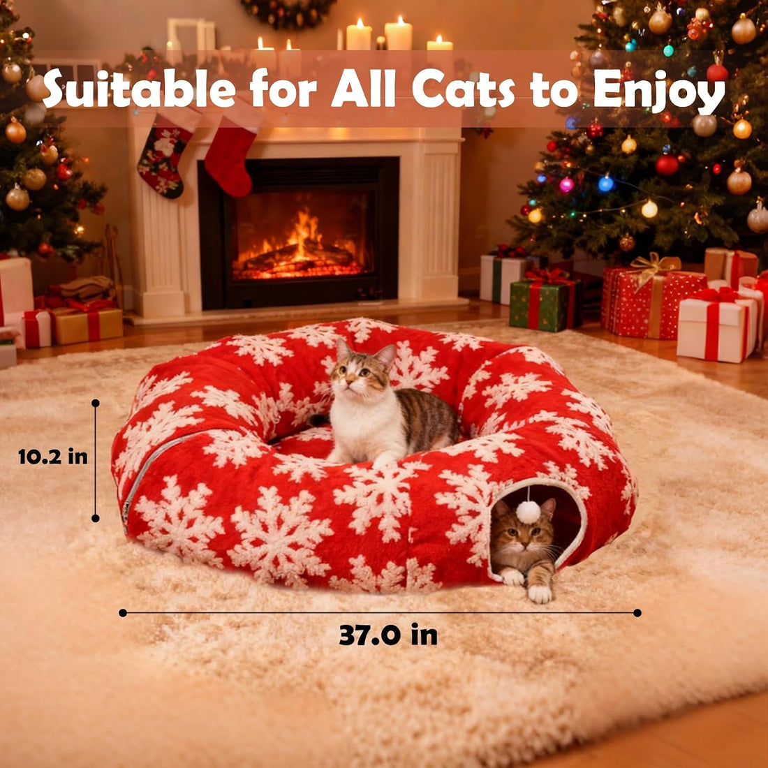 Cat Tunnel Christmas Tree Skirt,Christmas Tree Cat Tunnel for Indoor
