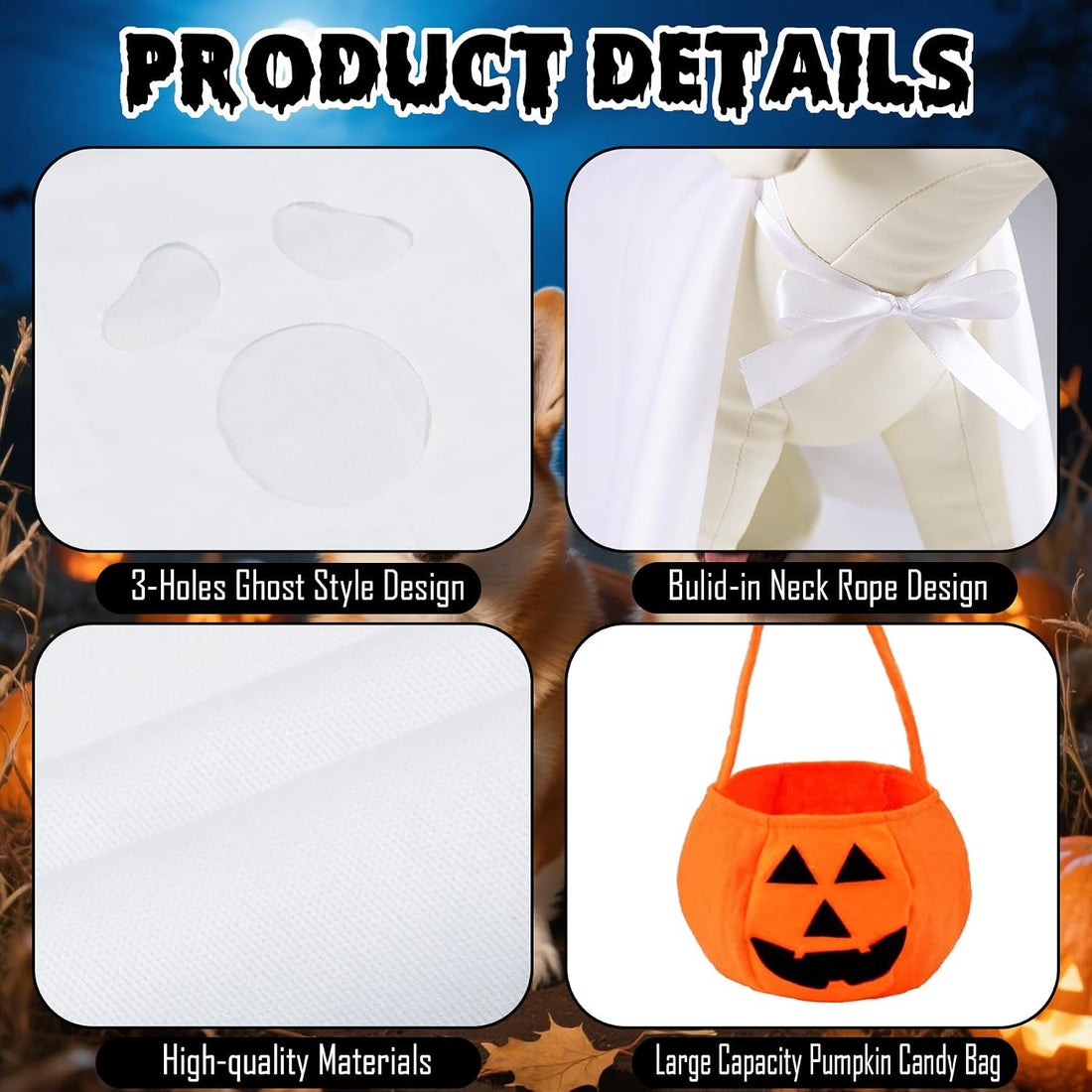 Dog Halloween Costumes, Dog Ghost Costume Funny Pet Ghost Costume