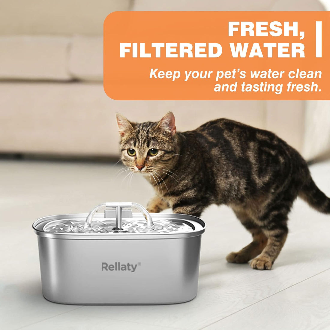 Rellaty Official Cat Water Fountain Filters Replacement & Pre-Filter