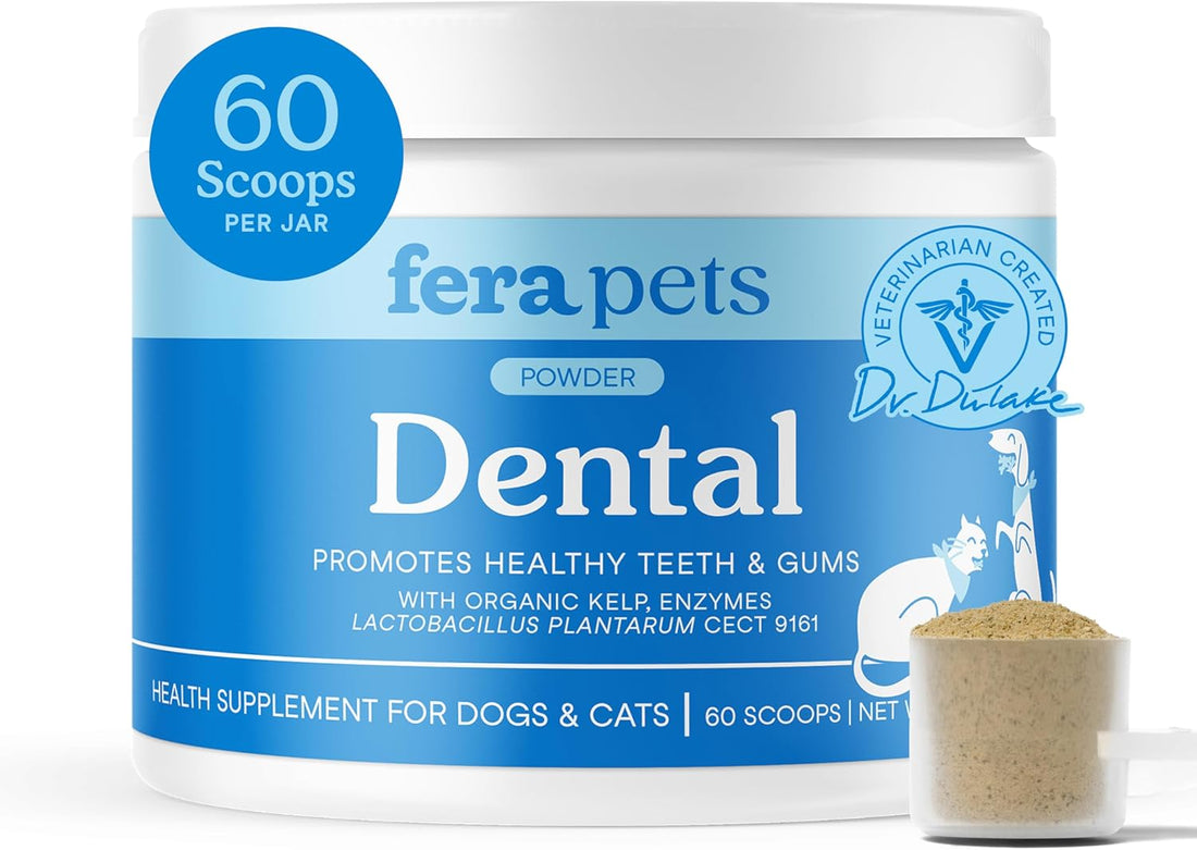 Fera Pets Cat & Dog Fresh Breath Dental Support Powder, 60 Scoops