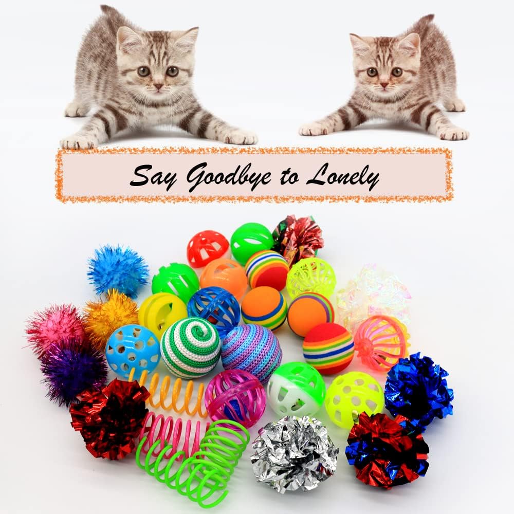 LASOCUHOO Cat Toys Kitten Assortment - Rainbow, Crinkle, Sparkle