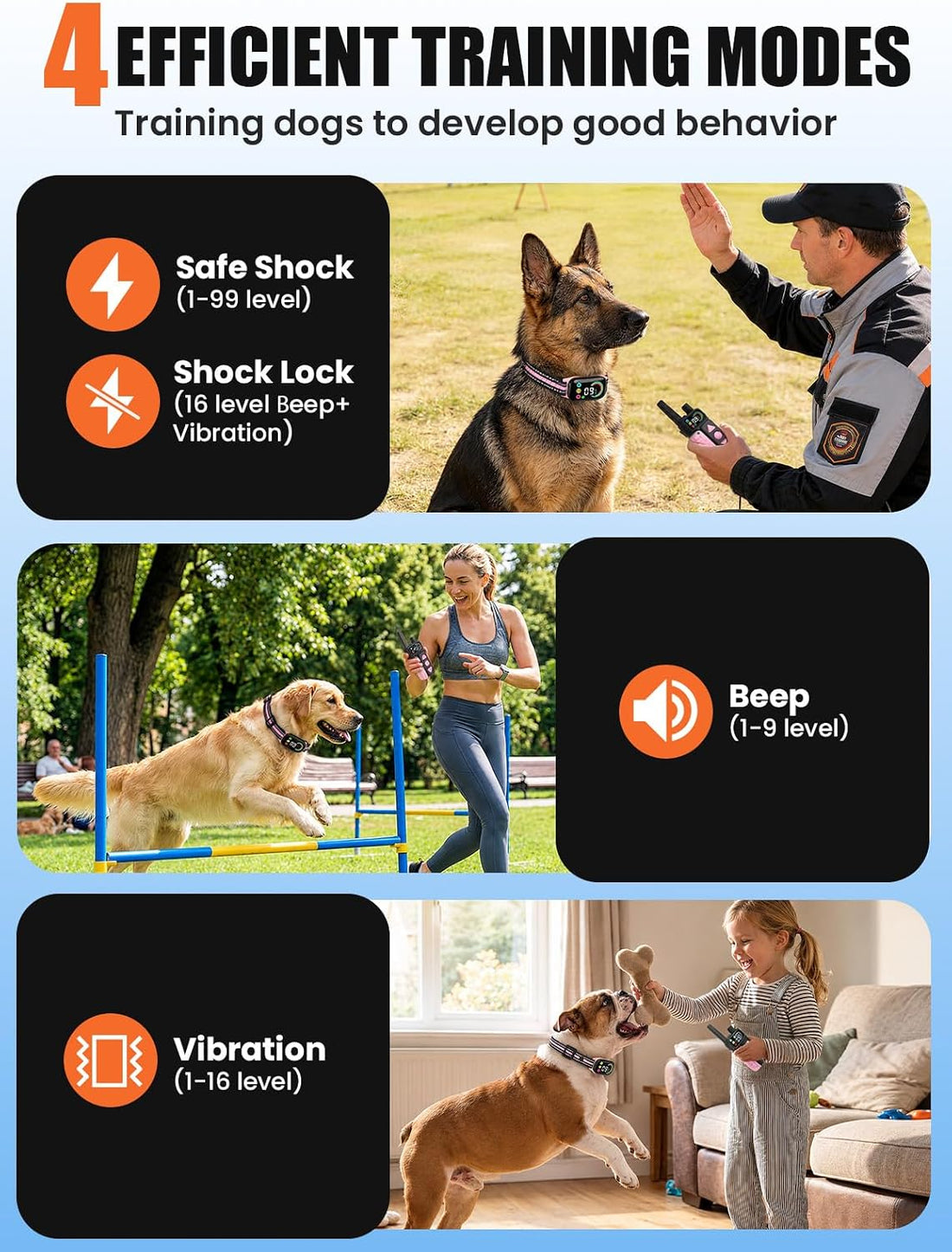 2-in-1 Dog Bark Collar with Remote & Training Collar, 5-120 lbs