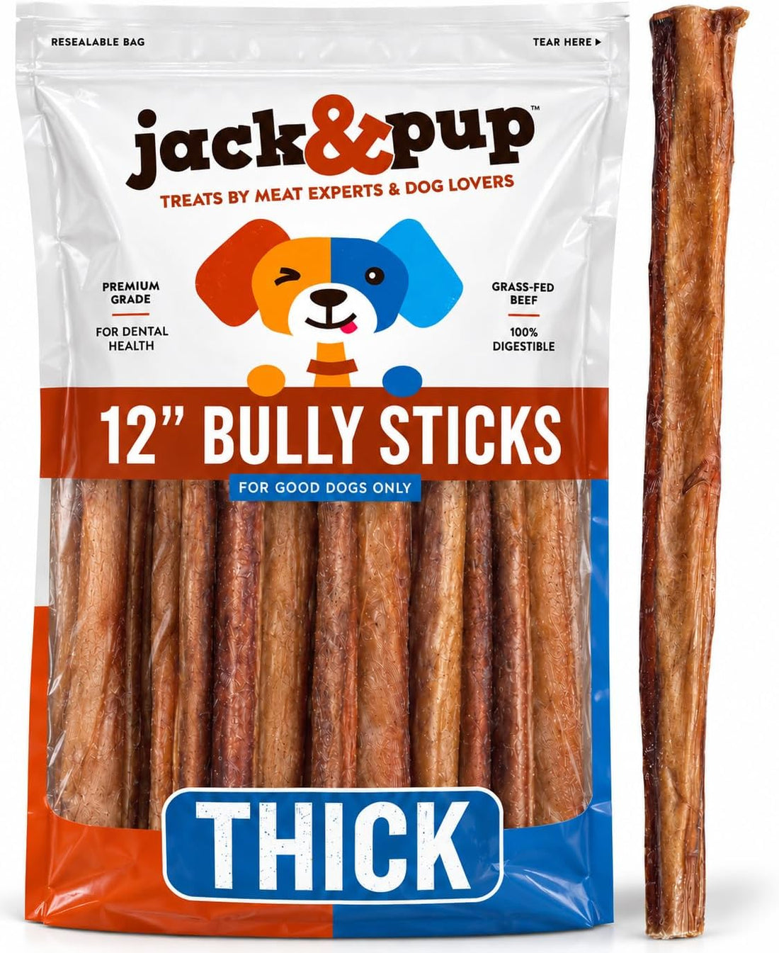 Jack&Pup Bully Sticks for Dogs