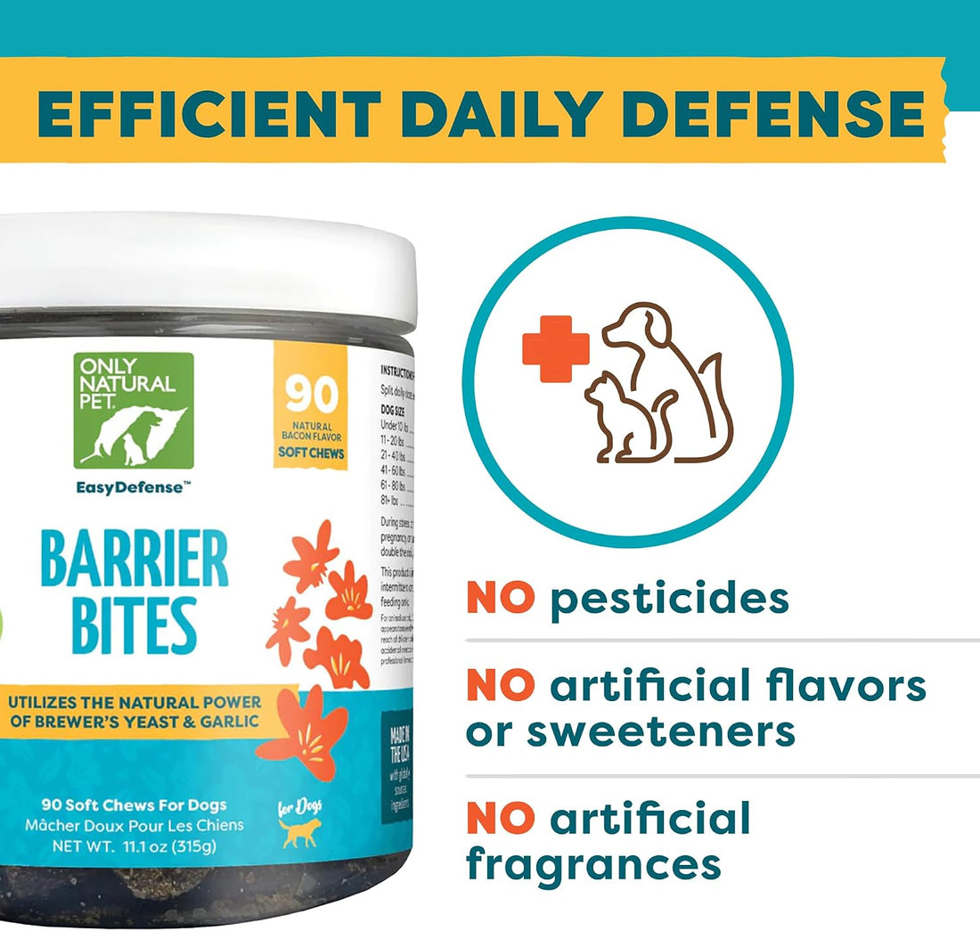 Only Natural Pet EasyDefense Barrier Bites Flea Tick Chews for Dogs
