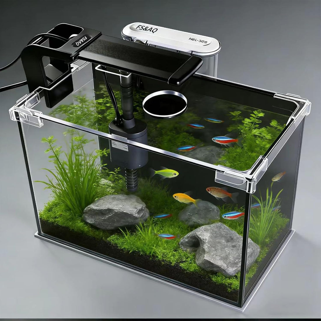 2.5 Gallon Betta Fish Tank with Filter Light and Lid