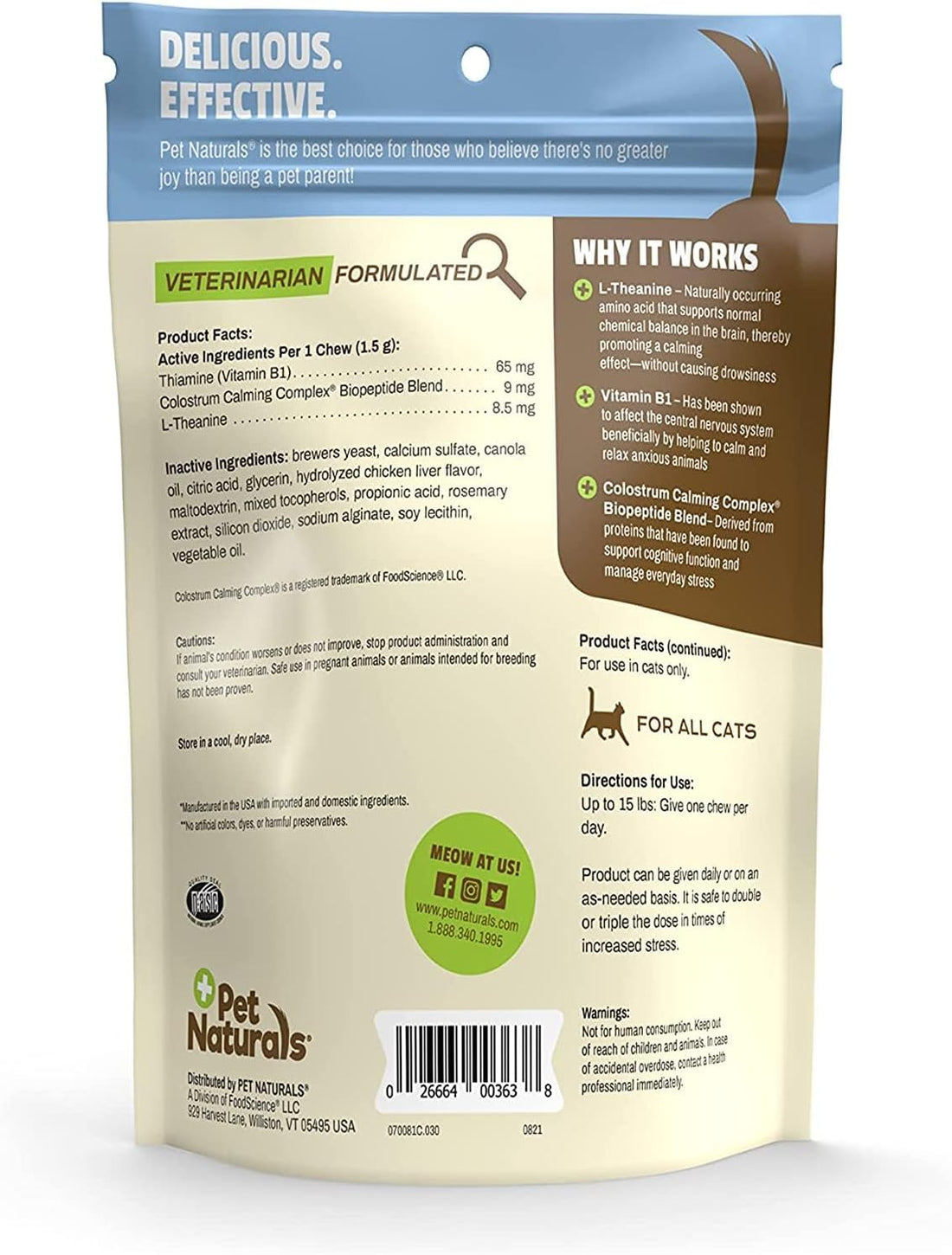 Pet Naturals Calming Chews for Cats, Chicken Flavor, 30 Count