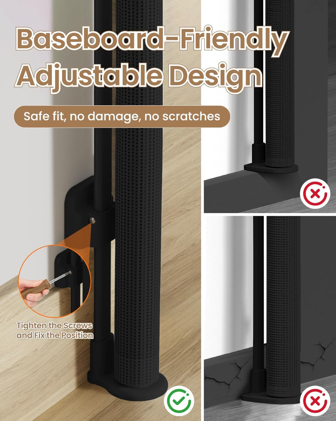 Retractable Baby Gate, Up to 55" Wide Reinforced Retractable Gate