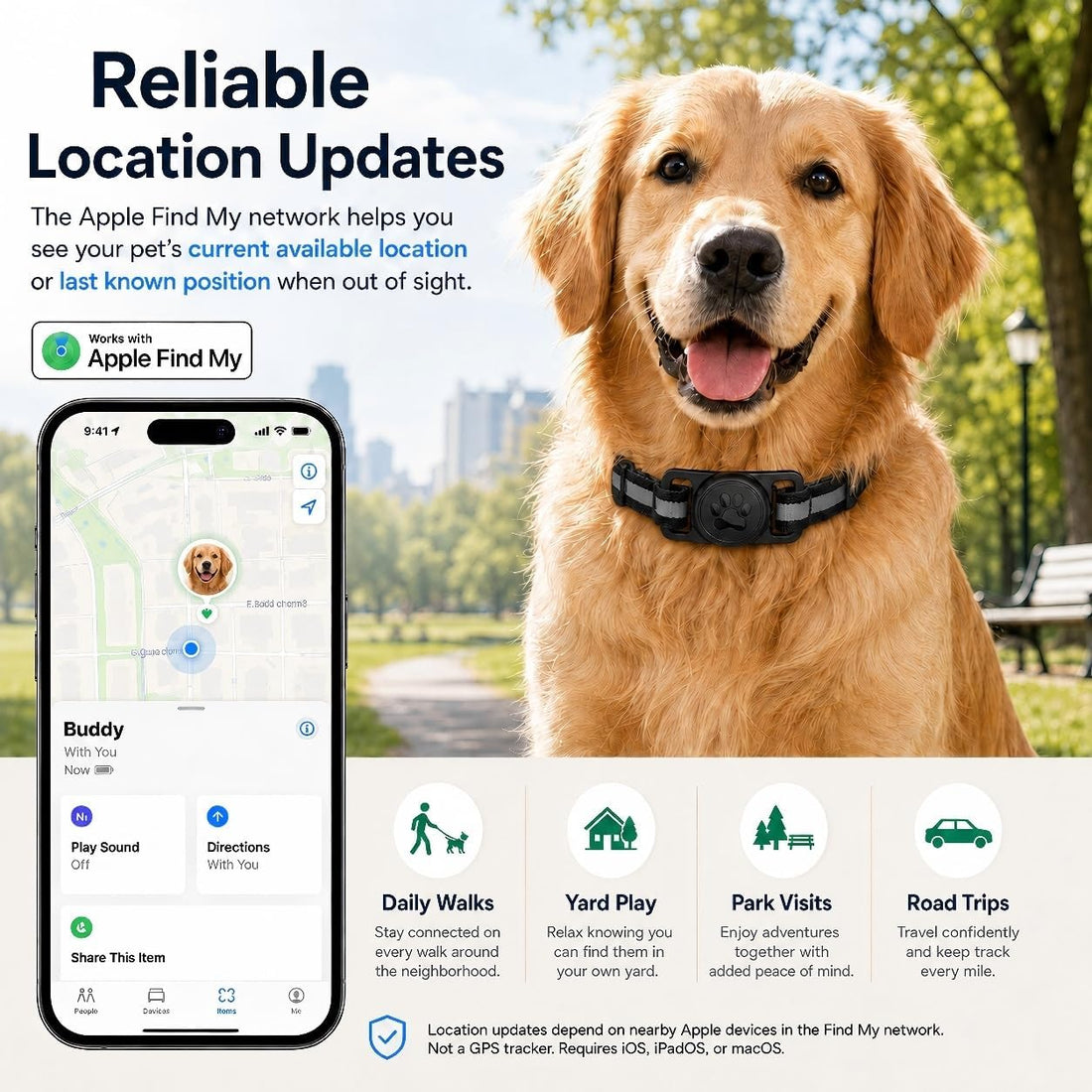GPS Tracker for Dogs, Pet Location Tracker for Dogs & Cats, iOS Only
