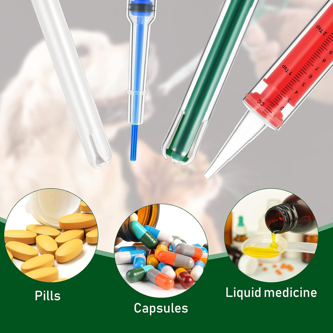 Patelai 4 Pcs Pill Shooter Pet Medicine Feeder