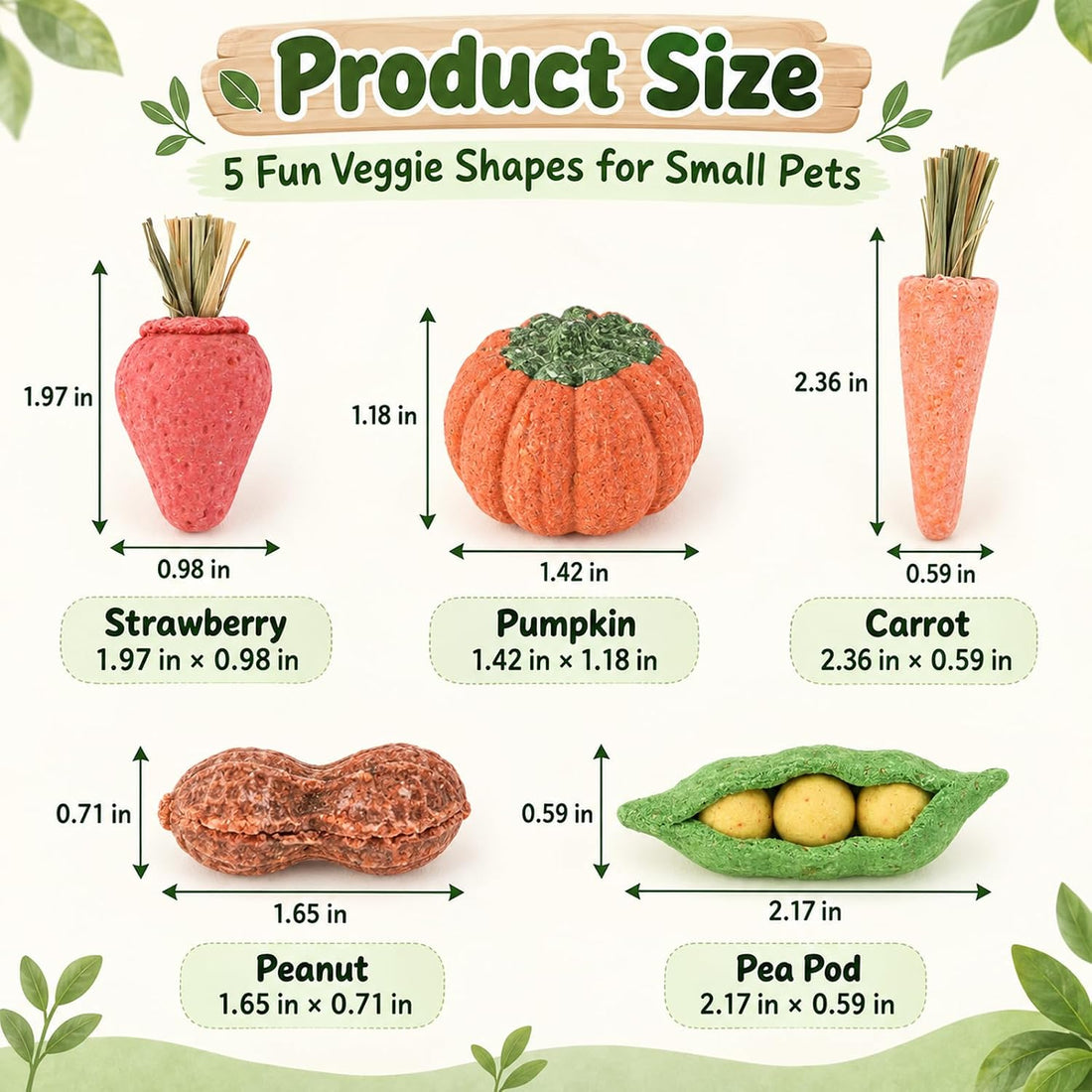 HERCOCCI 15Pcs Guinea Pig Chew Toys