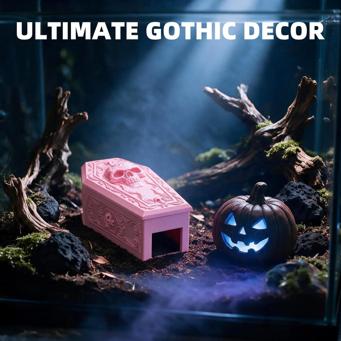 Westant Gothic Coffin Reptile & Amphibian Habitat Hideouts (Pink, L)