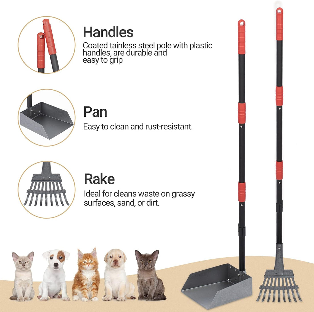 Heeyoo Dog Pooper Scooper, Dog Poop Tray and Rake Set