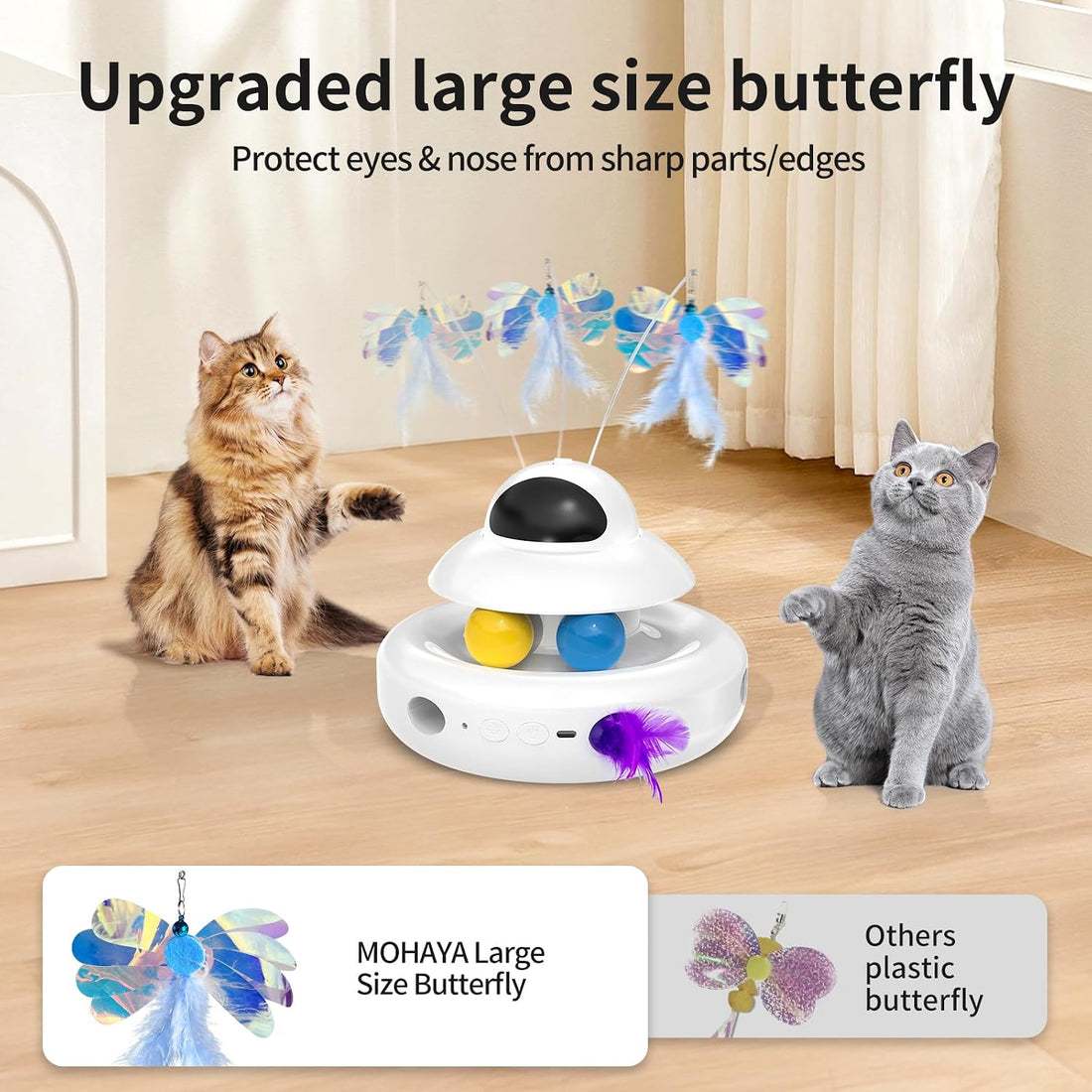 MOHAYA Cat Toys，4-in-1 Interactive Cat Toy for Indoor Cats with Laser