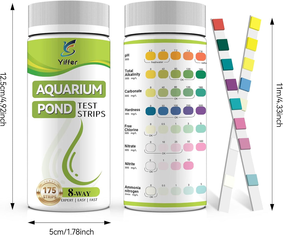 175-Count 8-Way Aquarium Test Strips with Ammonia-Fish Tanks&Ponds