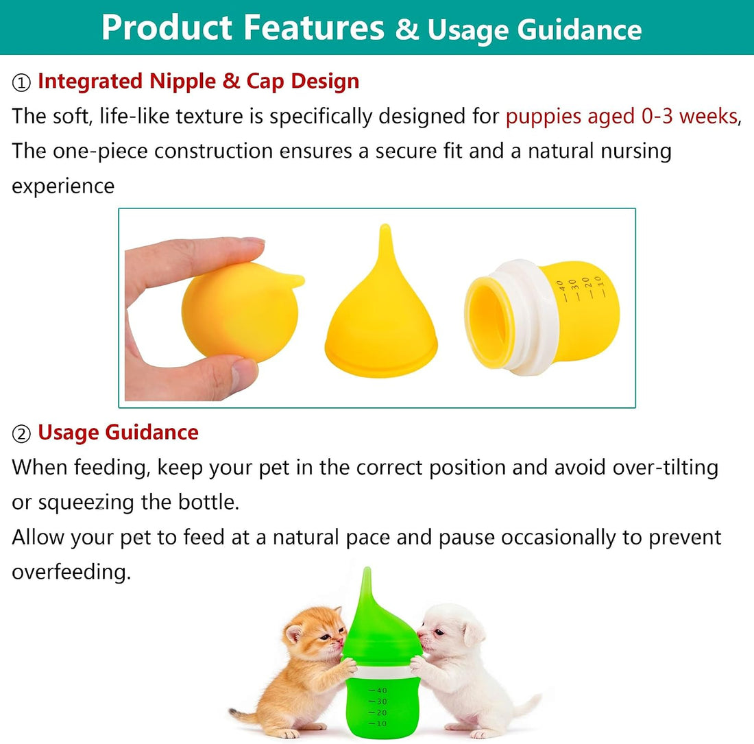 Pet Feeding Bottle for Puppies and Kittens,40ml Yellow