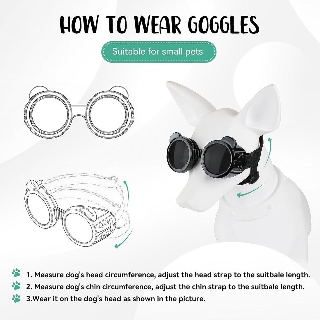 Billionchains Dog Goggles for Small Breed UV/Wind/Dust Protection