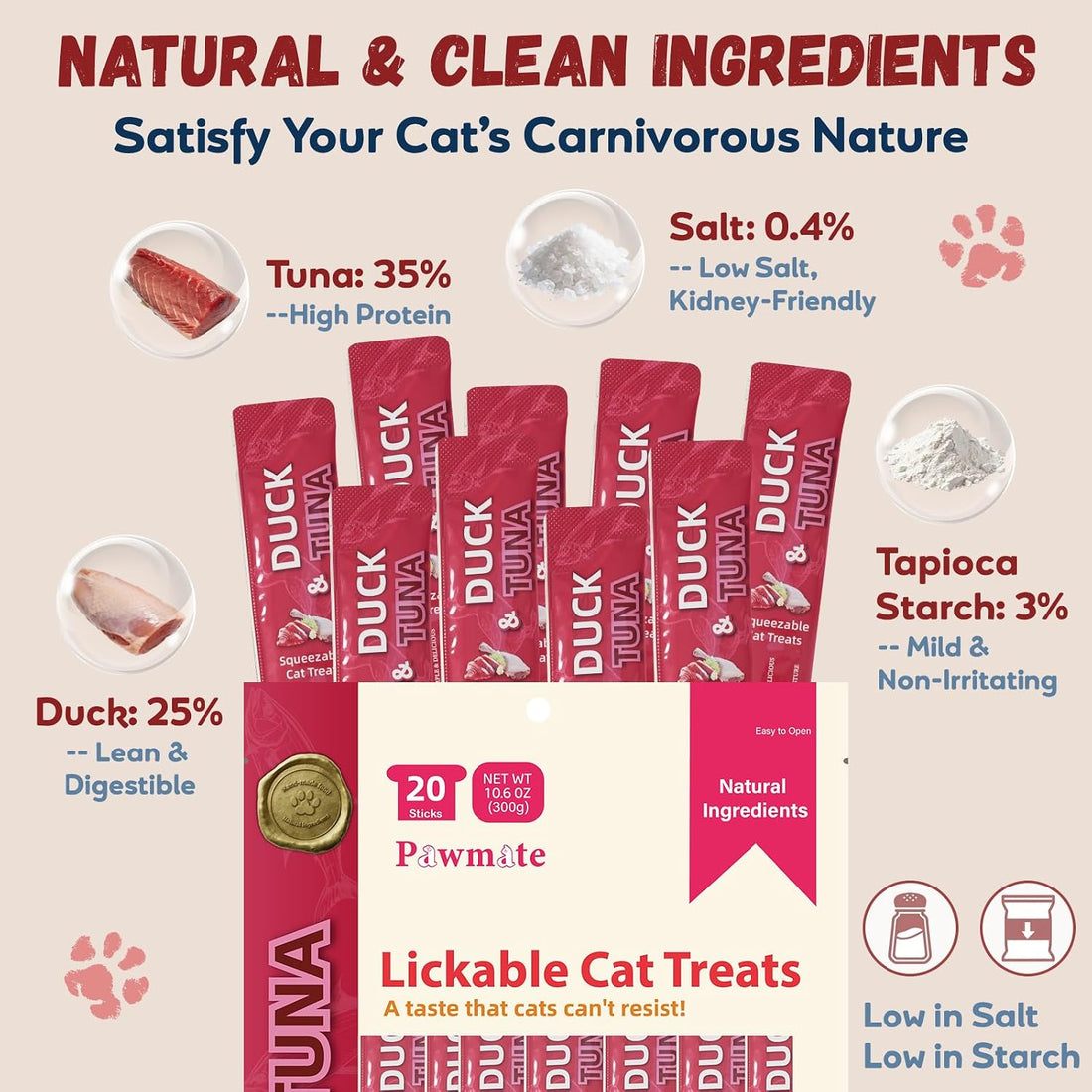 Pawmate Lickable Tuna & Duck Cat Treats