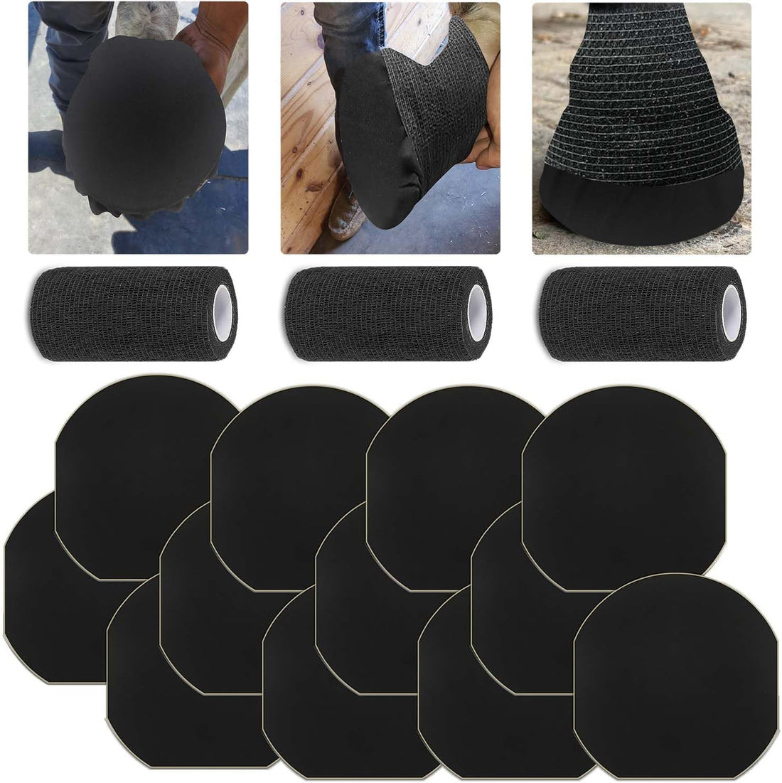 15 Pack Horse Hoof Tape with 3 Rolls of Vet Wrap