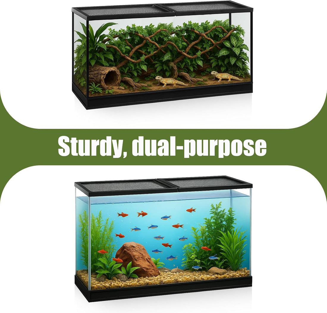 Landhoow 55 Gallon Aquarium Lid with Center Hinge, Fish Tank Screen