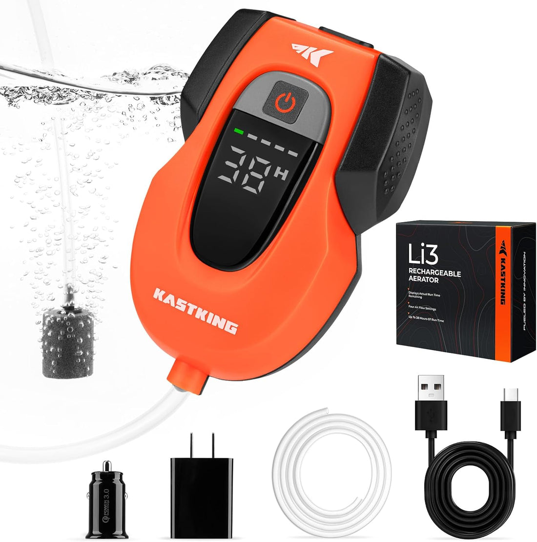 KastKing Li3 Rechargeable Live Bait Aerator Pump & Bubbler with Hang