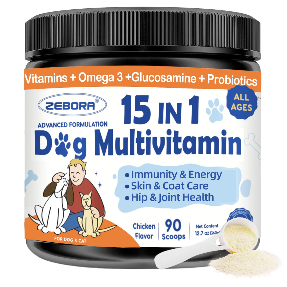 ZEBORA Dog Multivitamin Powder with Glucosamine