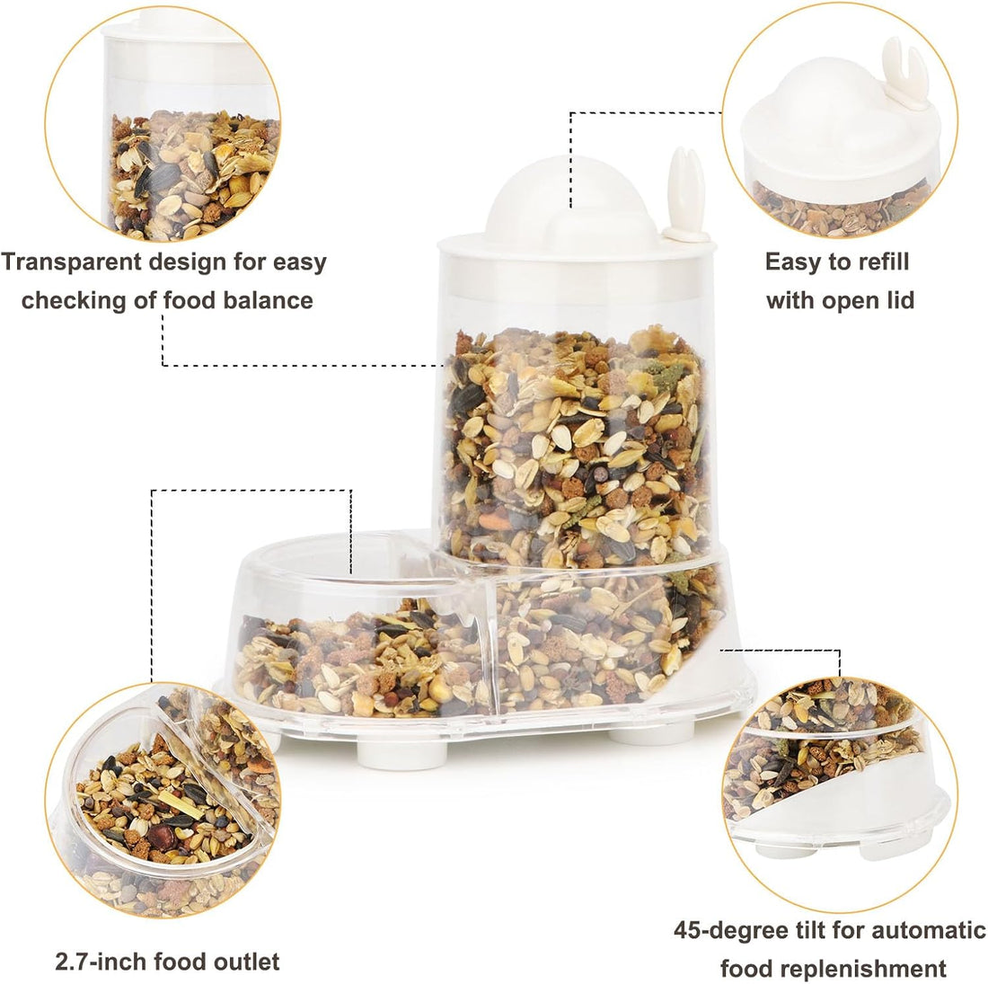 Wontee Hamster Feeder Food Bowl Automatic Dispenser for Gerbils Rats
