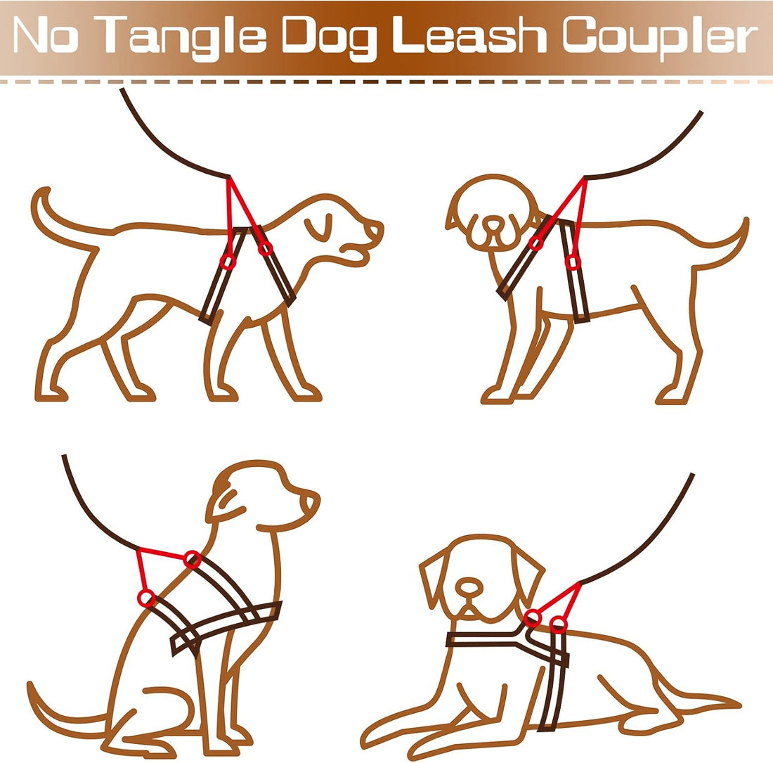 Reginary 4 Pcs No Tangle Dog Leash Couplers Black Double Clip Leash