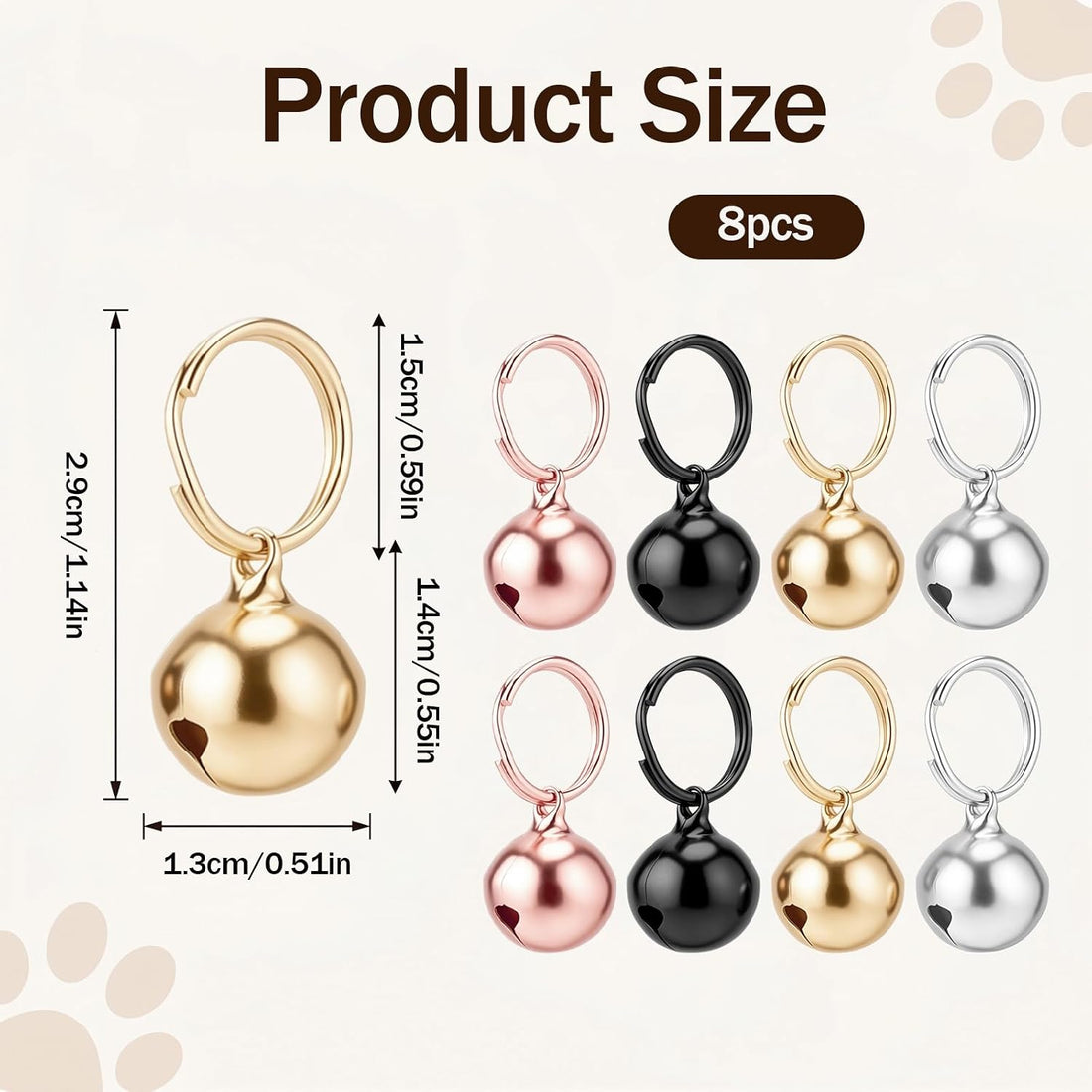 8 Pcs Collar Bells for Small Dogs Cat