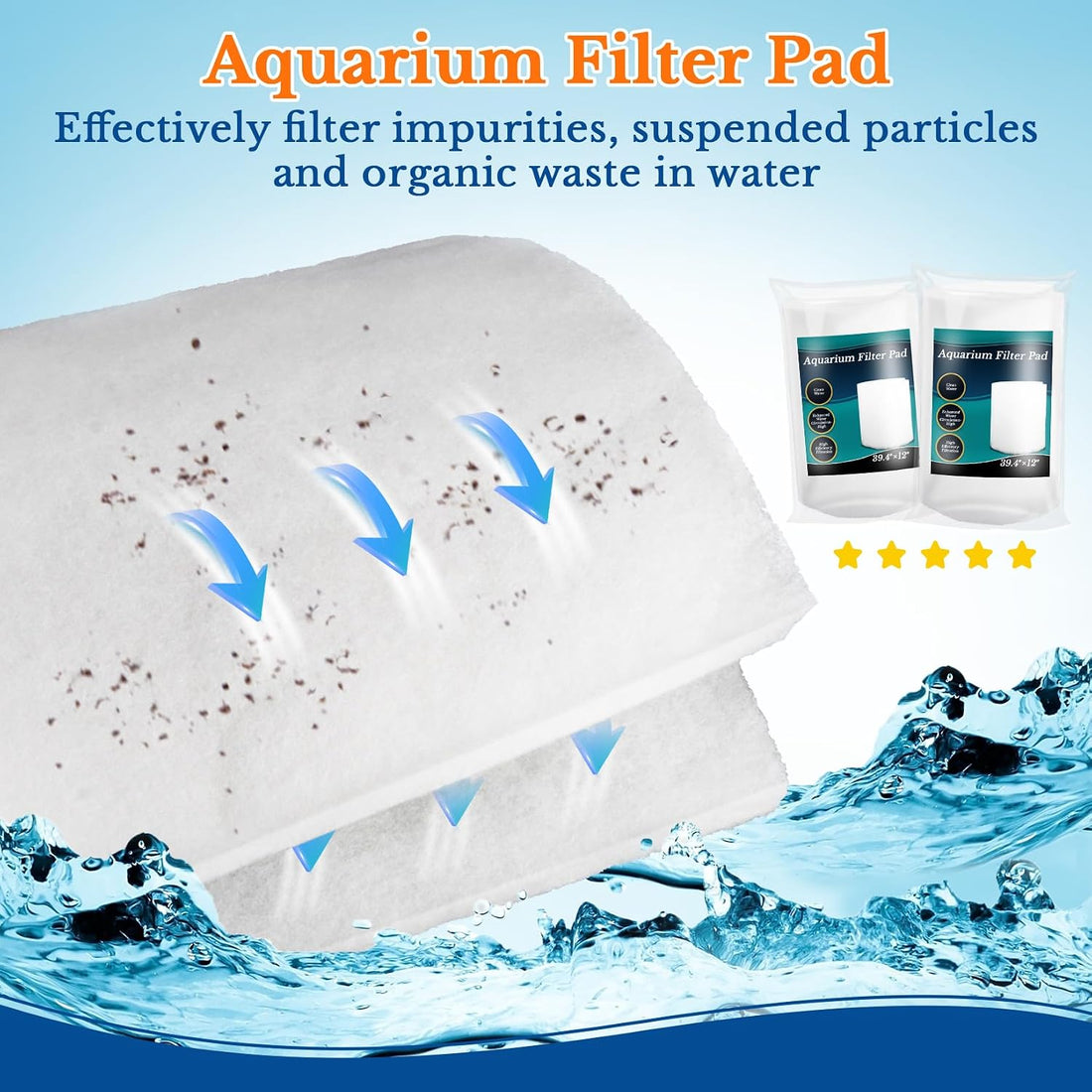 MAQIHAN Aquarium Filter Media Pad - White Filter Floss