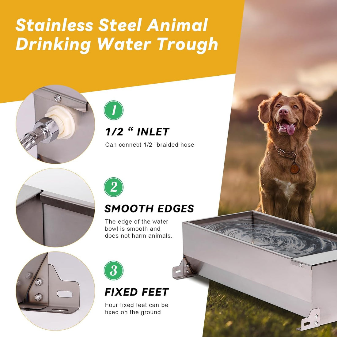 Automatic Livestock Water Trough Large Capacity Outdoor 2 Gallon