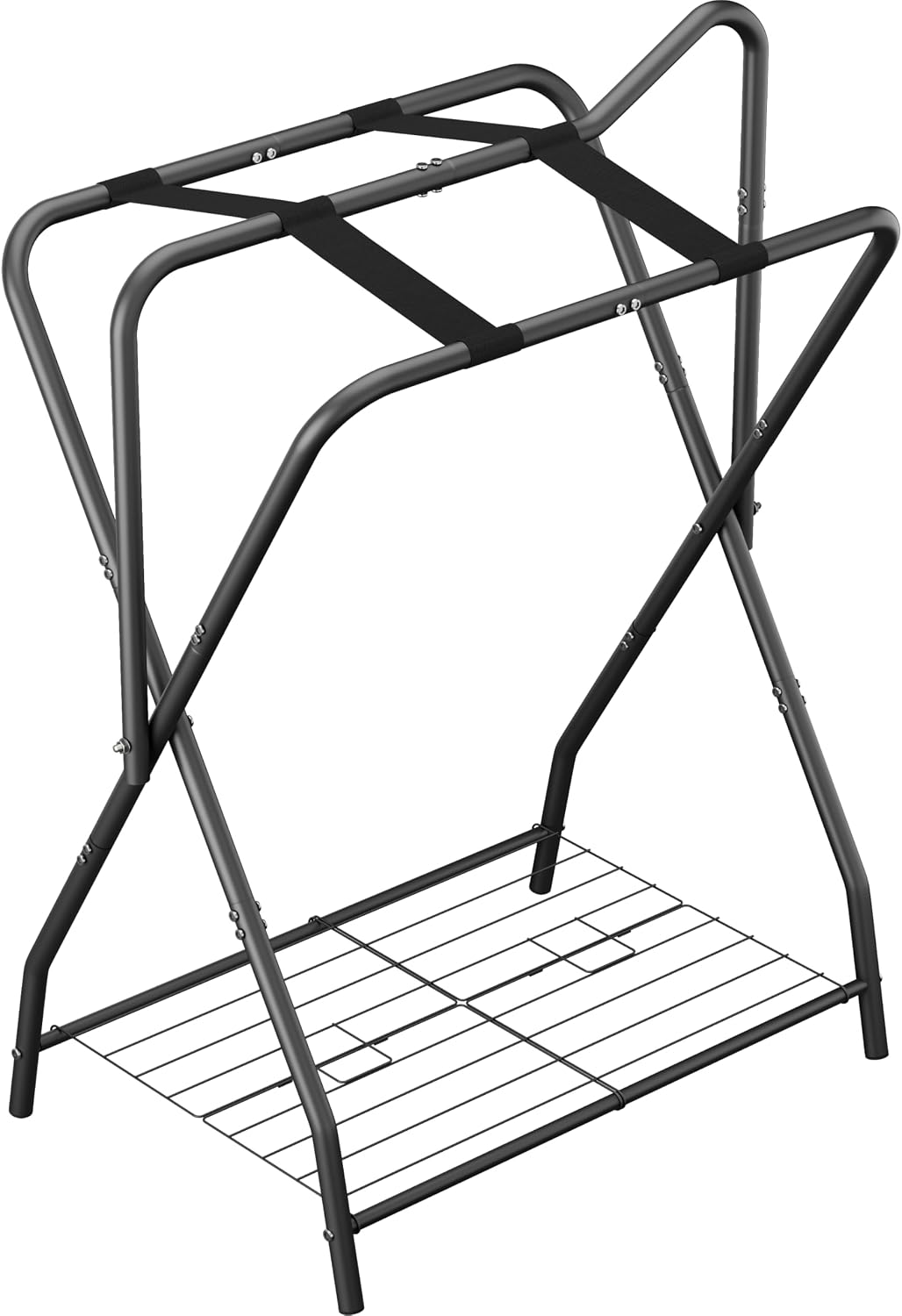 Queension Foldable Saddle Rack with Bottom Storage for Horse Stable