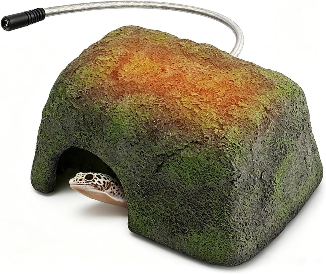 Reptile Heating Rock Basking Platform with Hiding Cave