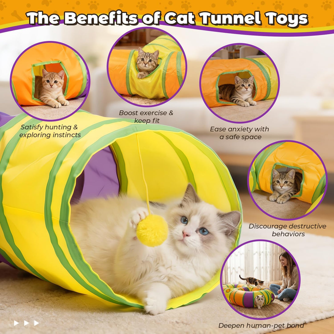 Cat Tunnel for Indoor Cats 8-Shaped