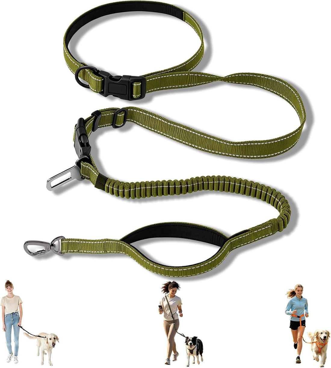 Hands-Free Dog Leash,Adjustable Waist Belt for Walking Running Hiking