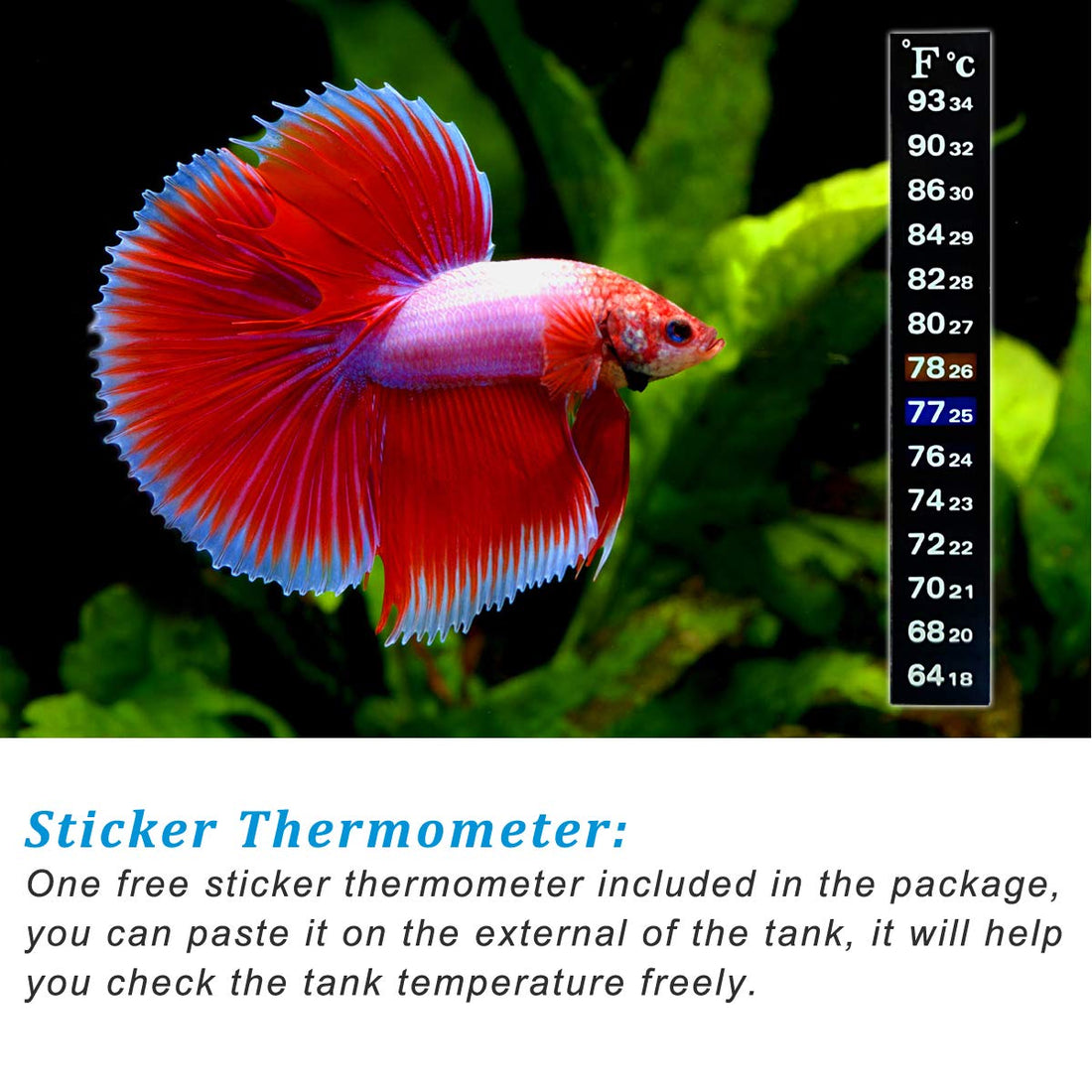 PULACO 25Watt Mini Aquarium Heater, Submersible Betta Heater
