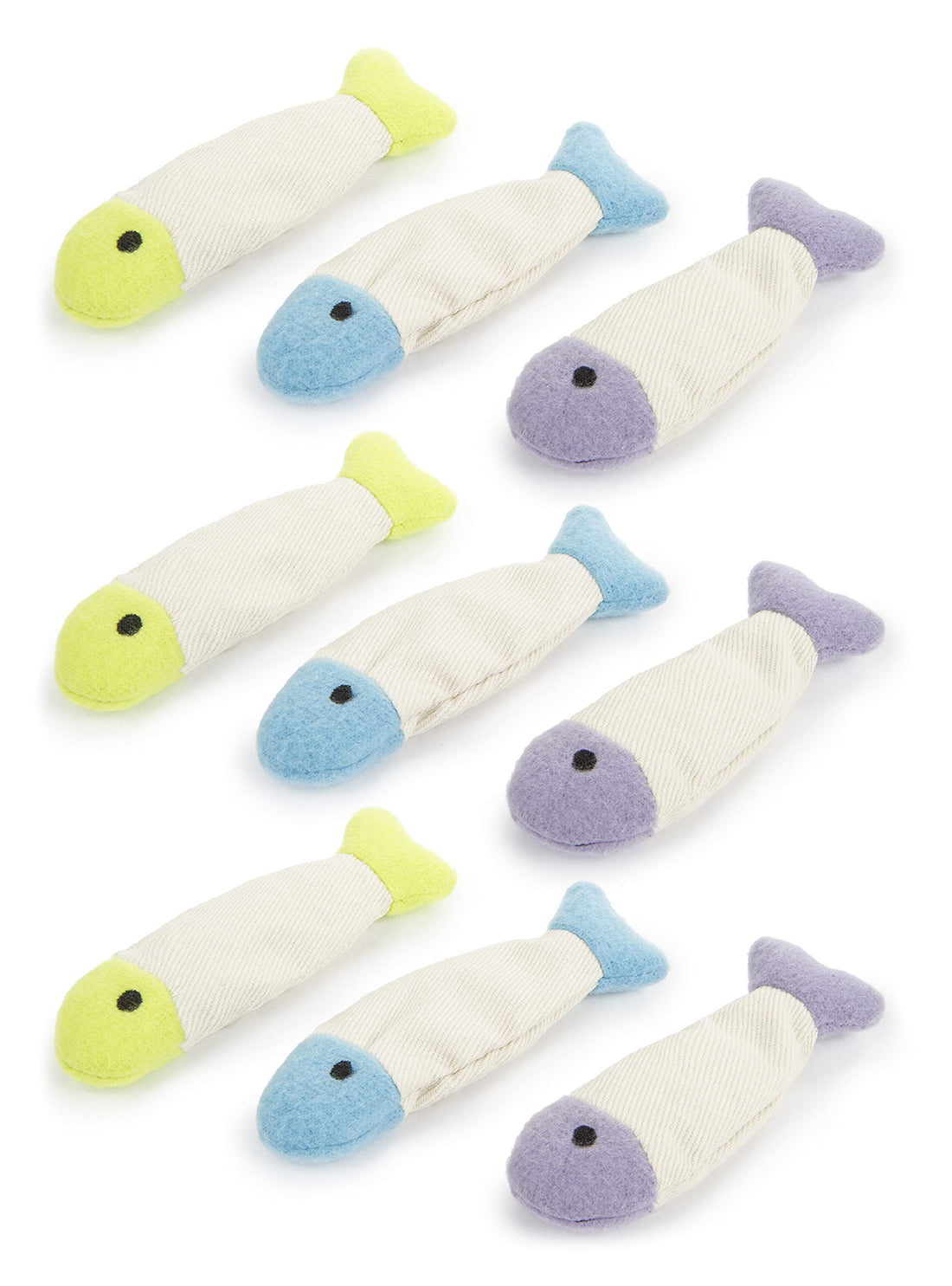 SmartyKat Fish Flop Crinkle Catnip Cat Toys - Multi Color, 9 Count